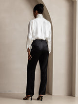 [Schwarz] SilkSilky-DE 19Momme Seide Womens Pants 004