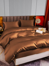 [Kaffee] SilkSilky-DE 22Momme Reine Seide Bedding Set 003,