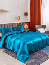 [König Blau] SilkSilky-DE 19Momme Bettwäsche Sets 001