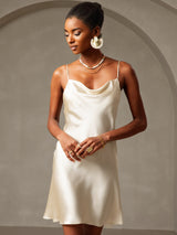 [Hellgelb] SilkSilky-DE Sleeveless Cowl Neck Kleider 004