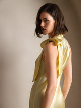 [Hellgelb] SilkSilky-DE 19Momme Stretch Silk Charmeuse Sleeveless Neckholder Kleider 002