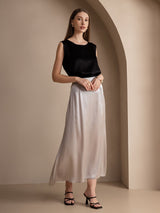 [Schwarz] SilkSilky-DE Sleeveless Round Neck Cami Top 007