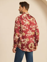 [Weinroter Drache] SilkSilky-DE Long Sleeve Lapel Collar Herrenhemd 002