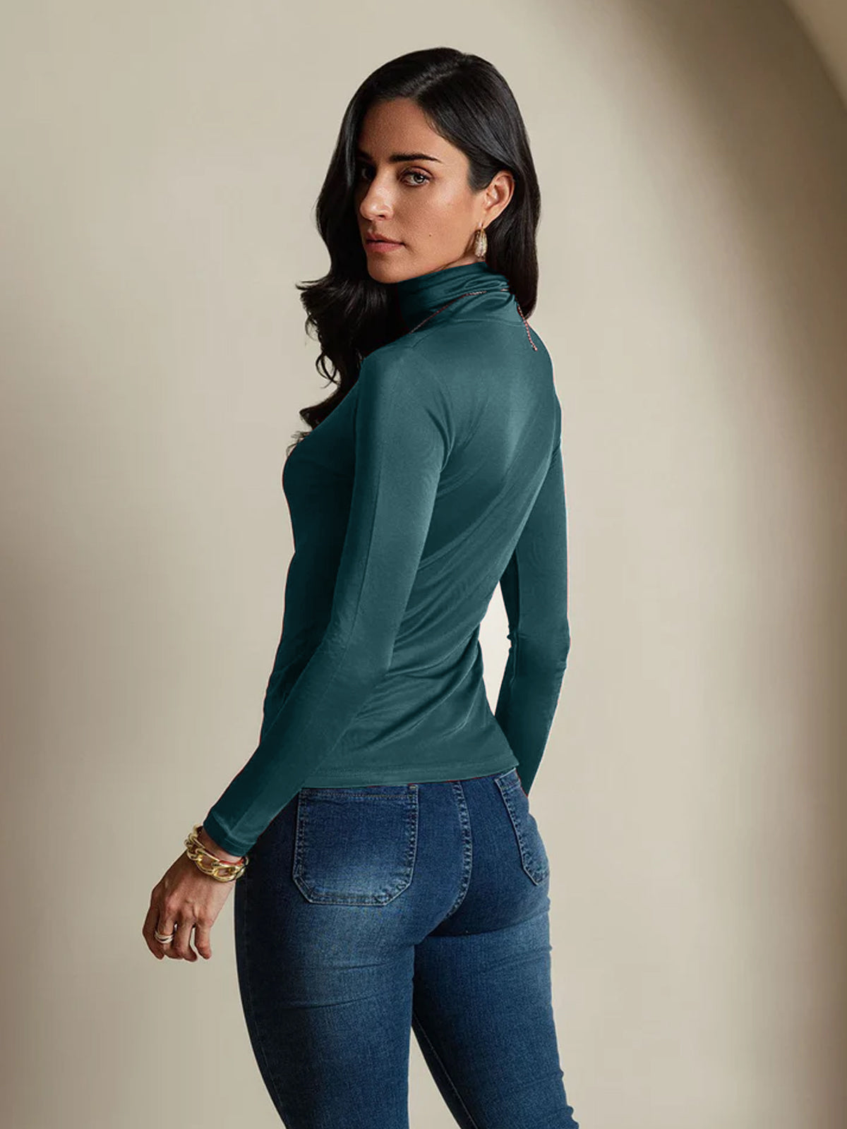 [Dunkelgrün] SilkSilky-DE Seide Womens T-Shirt 002,