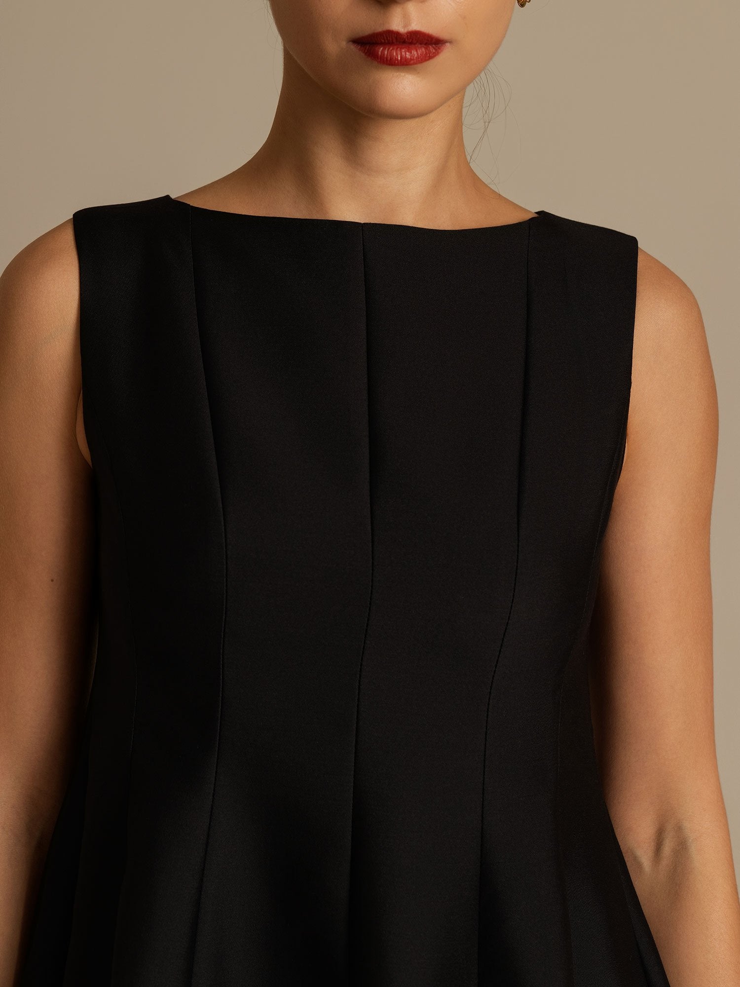 [Schwarz] SilkSilky-DE 32Momme Silk-Wool Blend Dress 004,