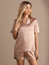 [Toskana] SilkSilky-DE Short Sleeve Notch-Kragen Damen Pyjamas 005