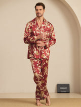 [Weinroter Drache] SilkSilky-DE Long Sleeve Notch-Kragen Herren Pyjamas 003