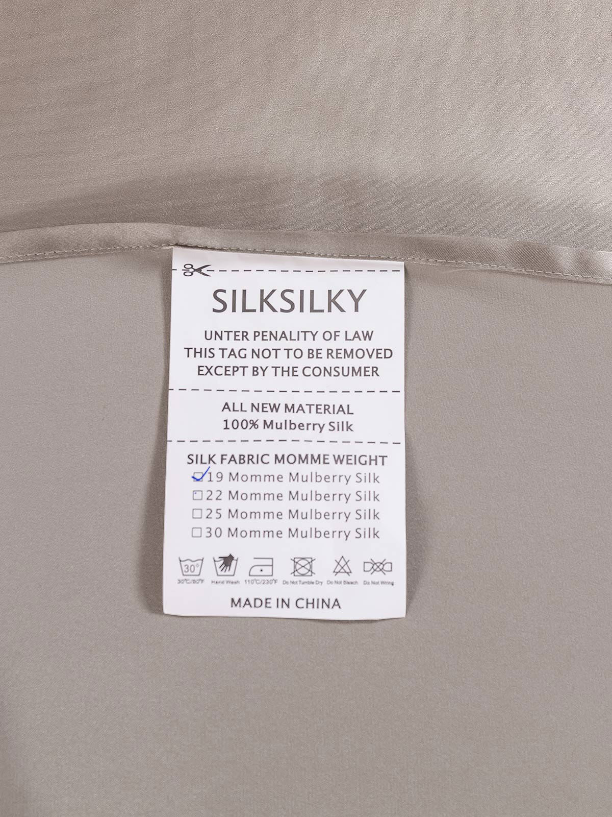 SilkSilky-DE 25Momme Reine Seide Sheet Grau 005