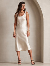 [Beige] SilkSilky-DE Sleeveless Kleider 005