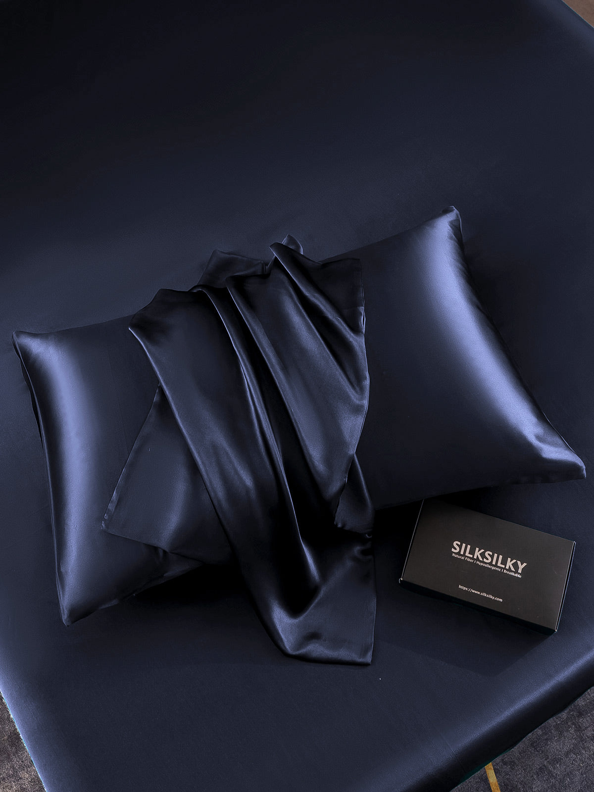 [Dunkelblau] SilkSilky-DE 22Momme Reine Seide Pillowcase 004