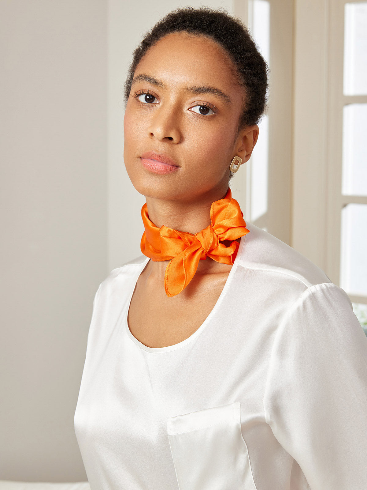 [Orange] SilkSilky-DE Reine Seide Scarf 002