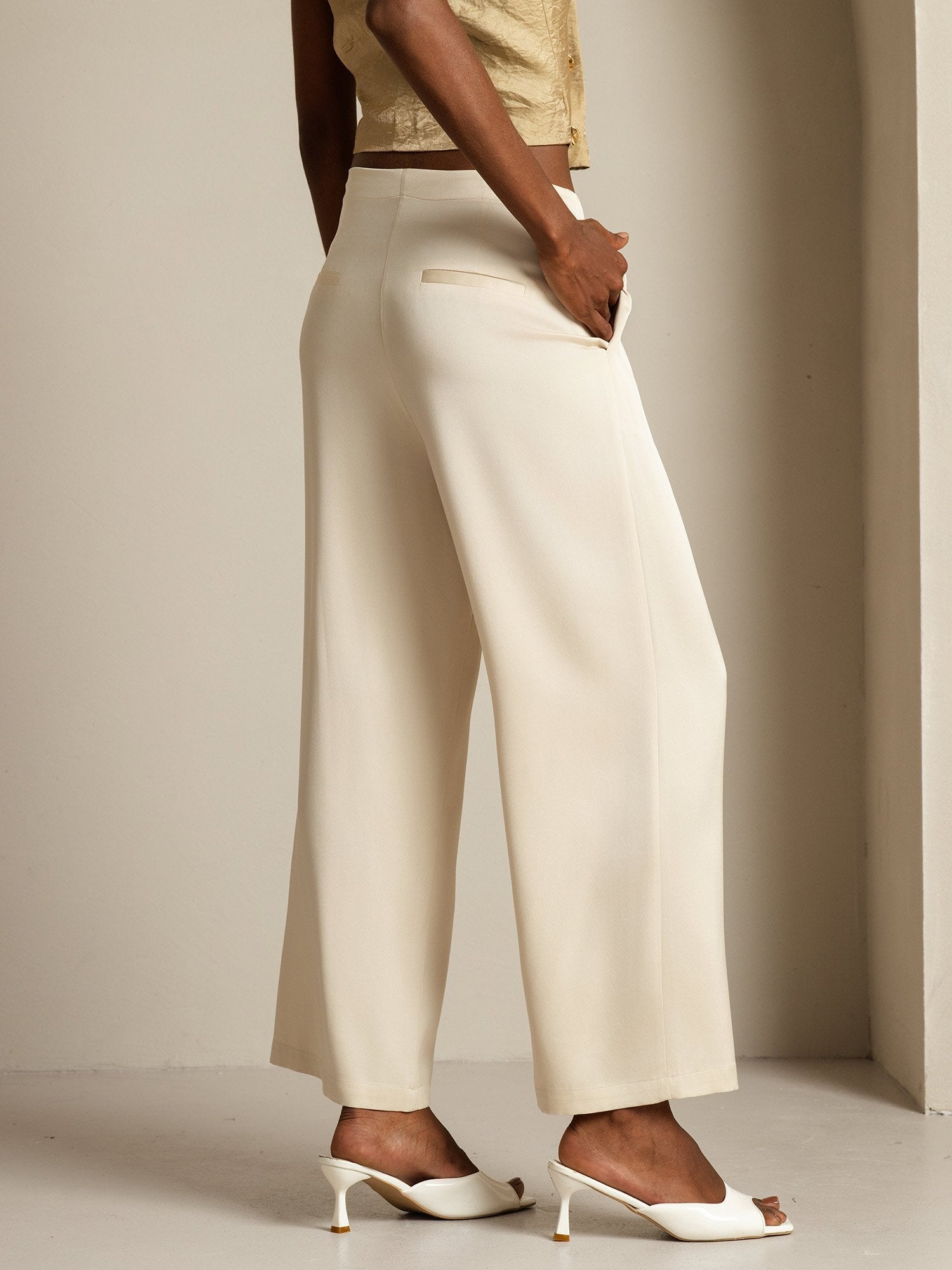 [Beige] SilkSilky-DE 19Momme Seide Womens Pants 006