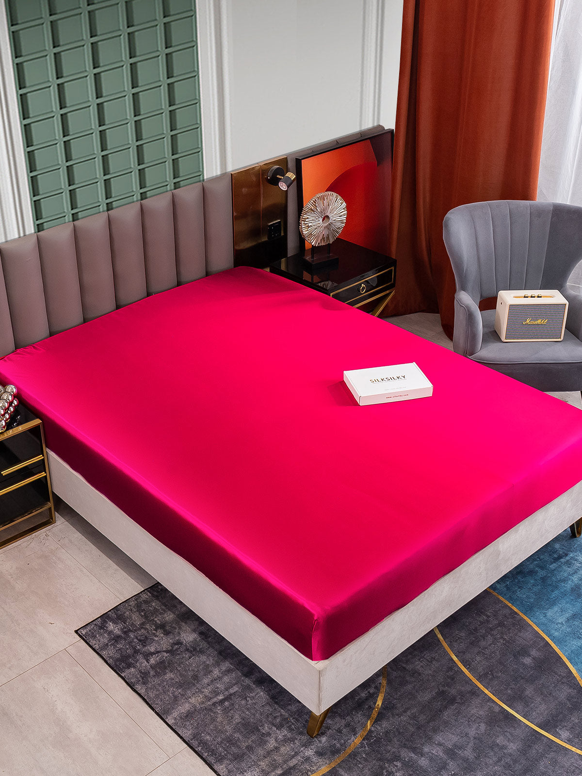 [Rotwein] SilkSilky-DE 25Momme Reine Seide Sheet 001