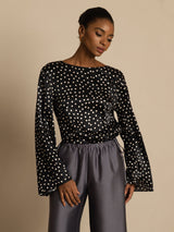 [Punktmuster] SilkSilky-DE 19Momme Seide Langärmelig Blouse 004