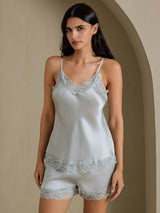 [Graublau] SilkSilky-DE Sleeveless V Neck Camisole-Set 001
