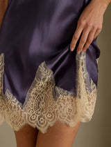 [Lilagrau] SilkSilky-DE 3/4 Sleeve V Neck Nachthemd&Morgenmantel Set 007