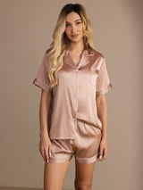 [Toskana] SilkSilky-DE Short Sleeve Notch-Kragen Damen Pyjamas 001