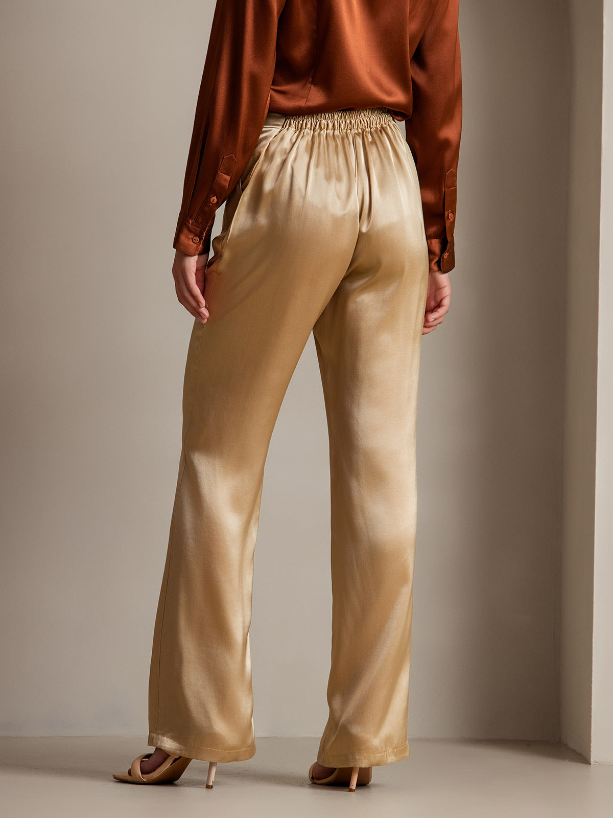 [Champagner] SilkSilky-DE 19Momme Seide Womens Pants 002