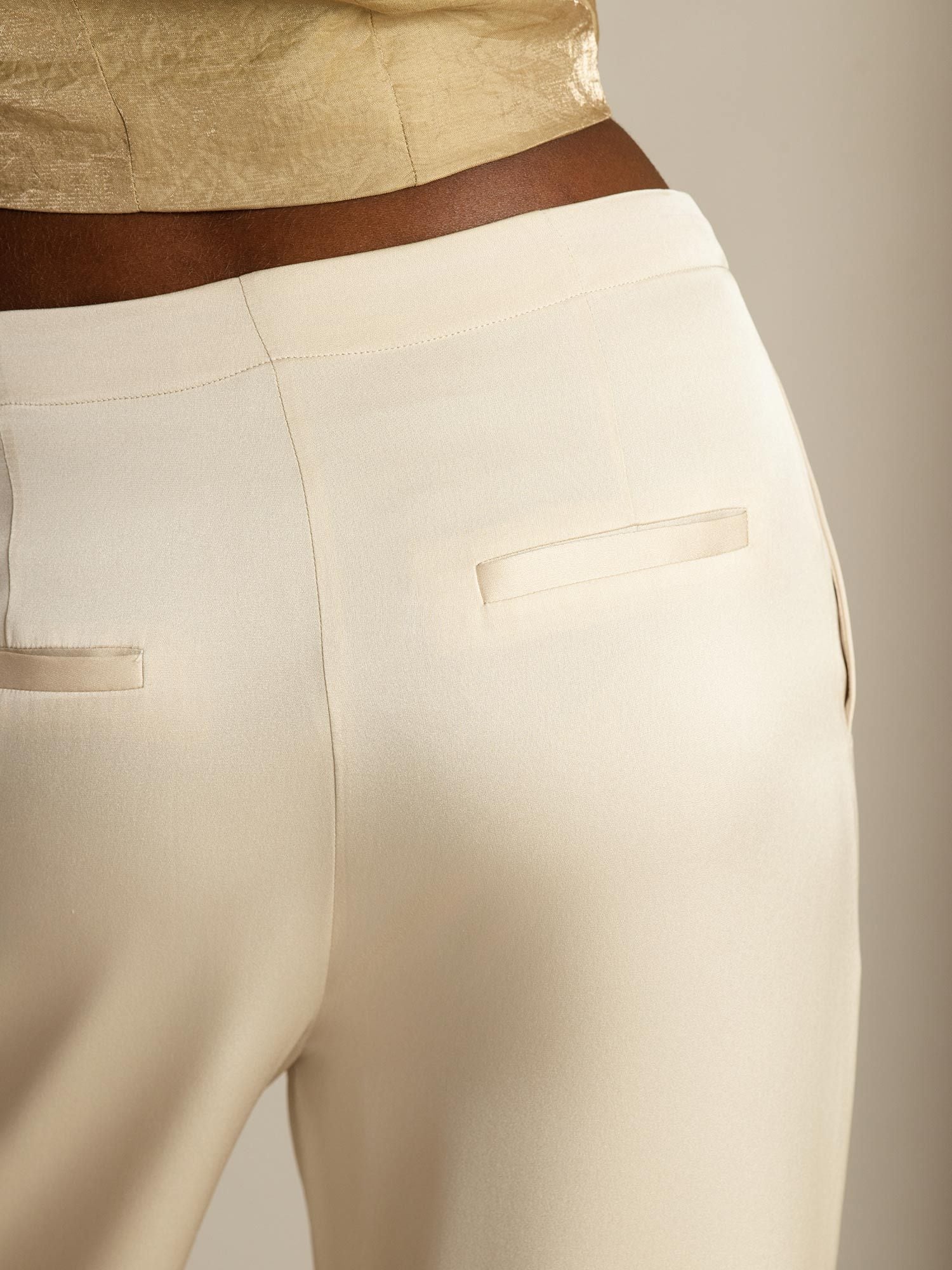 [Beige] SilkSilky-DE 19Momme Seide Womens Pants 005