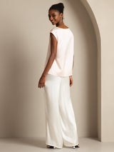[Rosa] SilkSilky-DE Cap Sleeve Round Neck T-Shirt 002