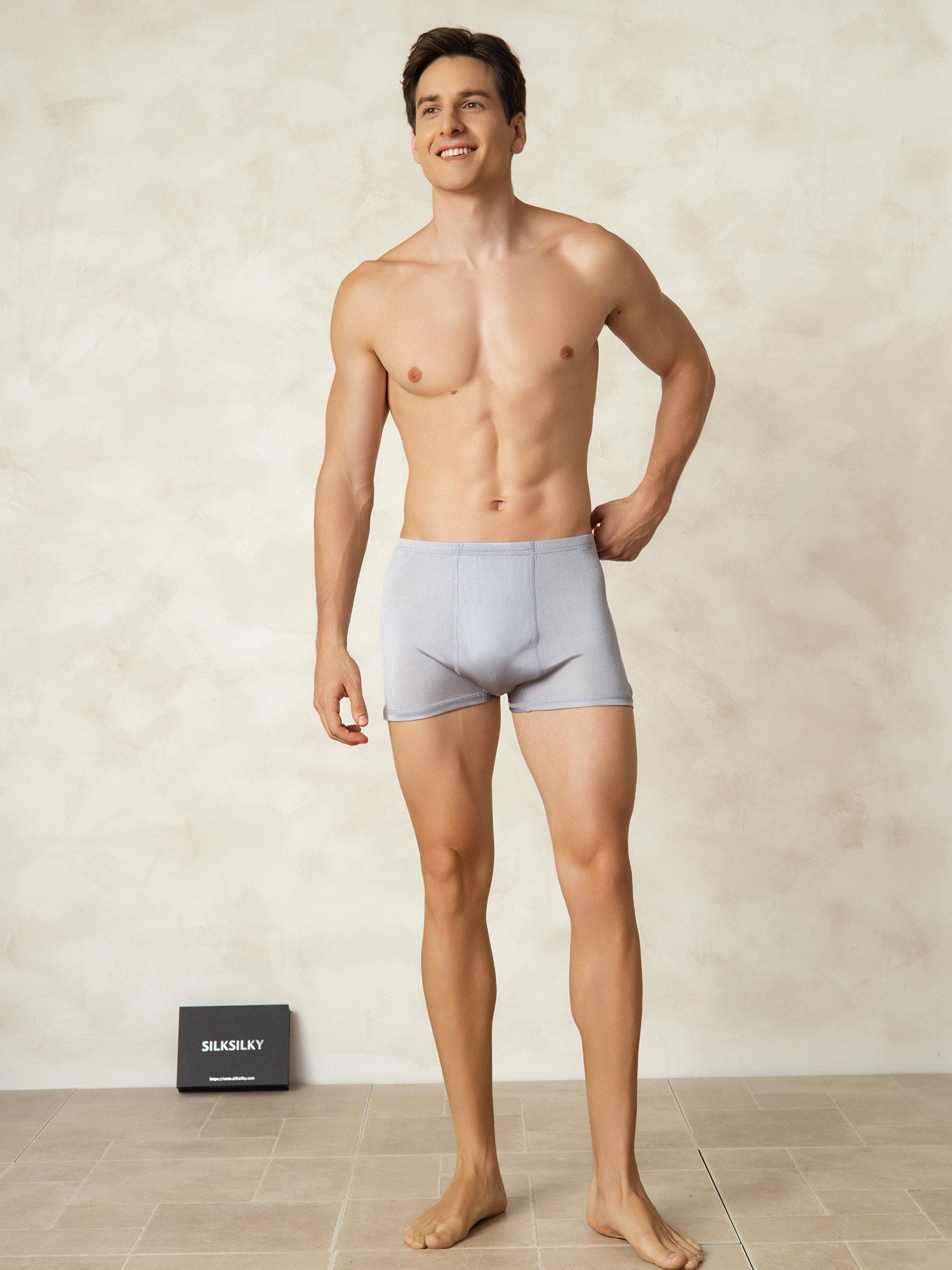 [Grau] SilkSilky-DE Seidenstrick Mens Underwear 004