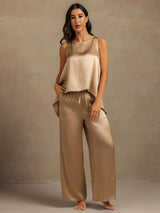 [Champagner] SilkSilky-DE Sleeveless Scoop Neck Cami Top 005