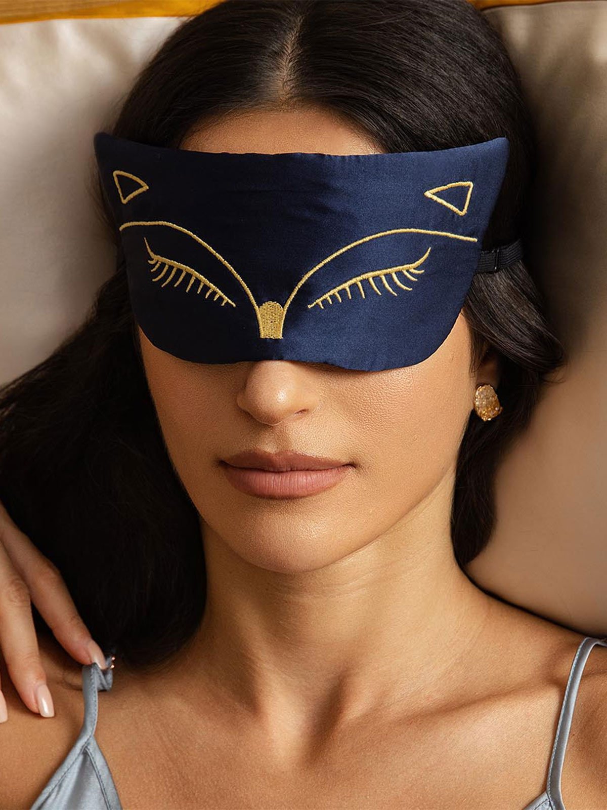 [Dunkelblau] SilkSilky-DE Reine Seide Eye Mask 003