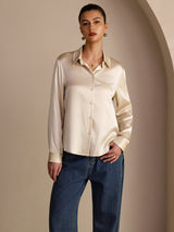 [Reisbeige] SilkSilky-DE Long Sleeve Lapel Collar Damenhemd 003