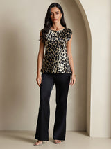 [Leopard] SilkSilky-DE 19Momme Seide Womens T-Shirt 003