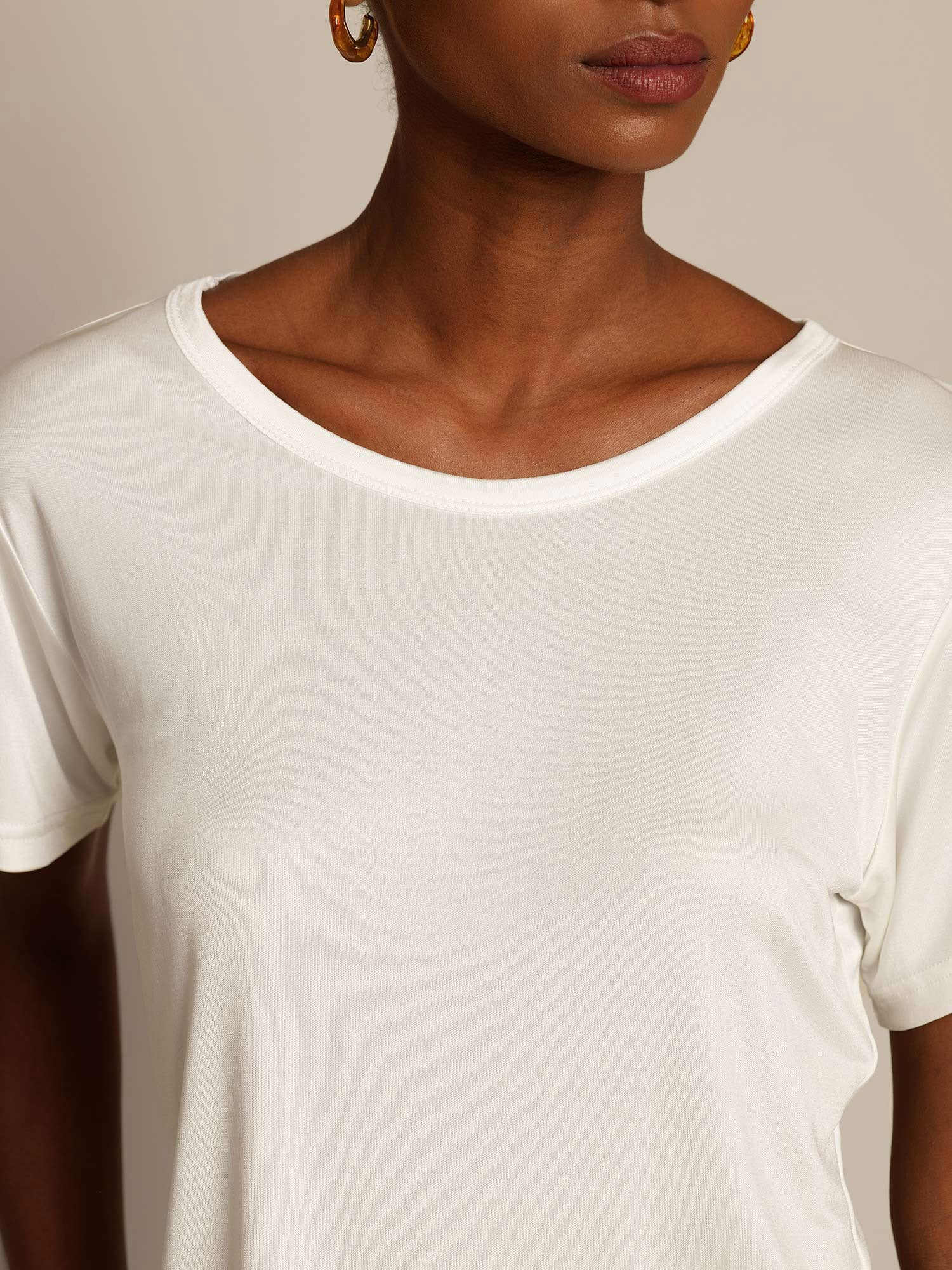 [Weiß] SilkSilky-DE Seidenstrick Womens T-Shirt 004,