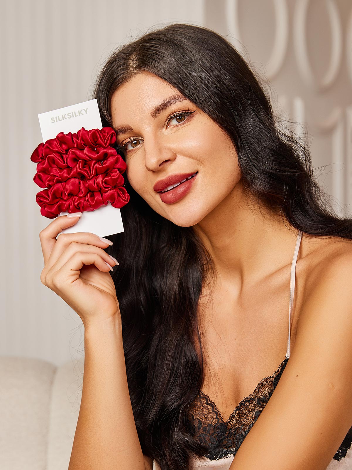 [Rot] SilkSilky-DE 19Momme Reine Seide Scrunchie 002