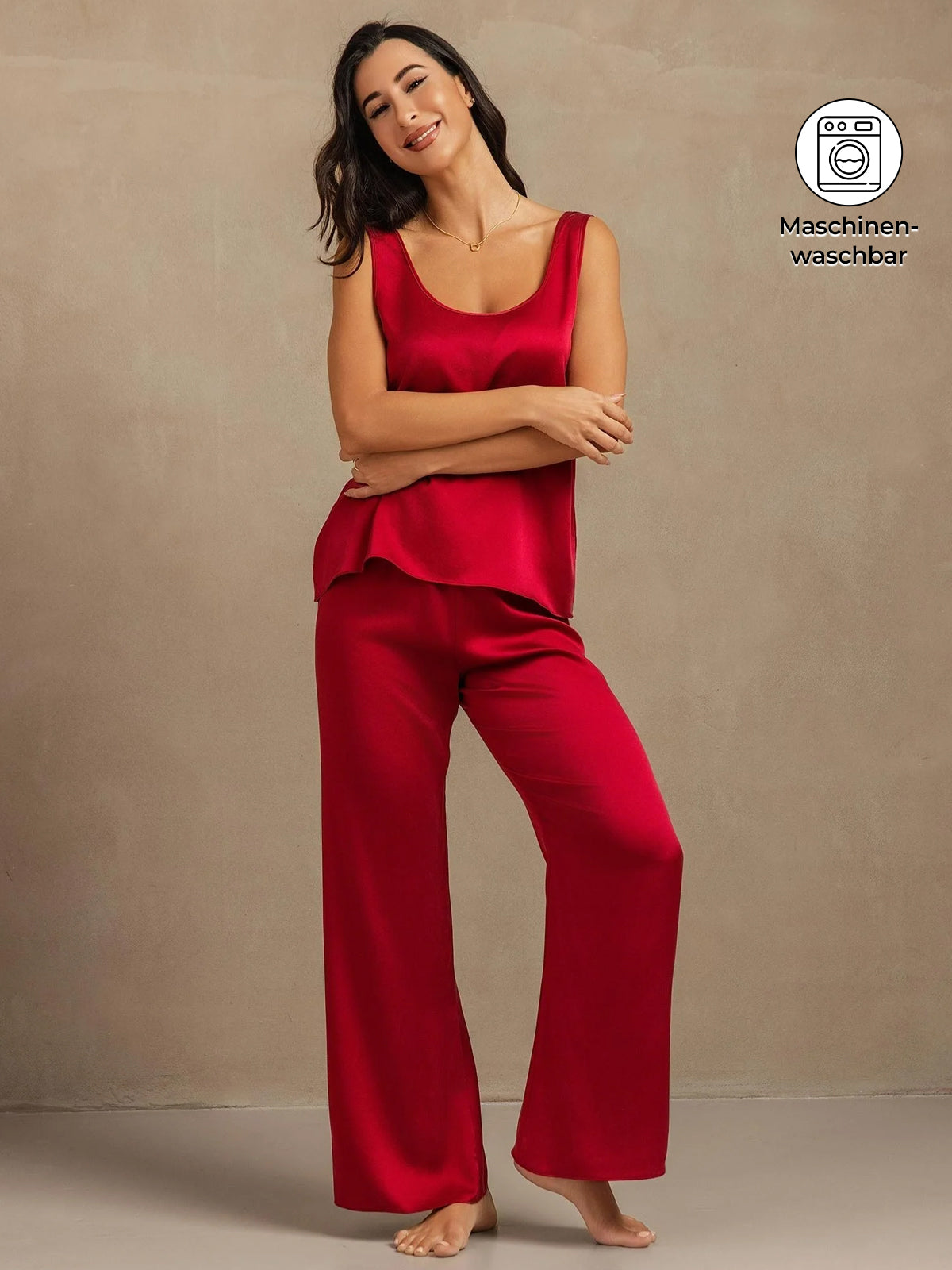 [Rotwein] SilkSilky-DE 19Momme Seide Womens Pajamas 001