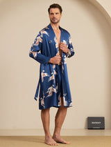 [Dunkelblau] SilkSilky-DE 19Momme Long Sleeve Mens Pajamas 004