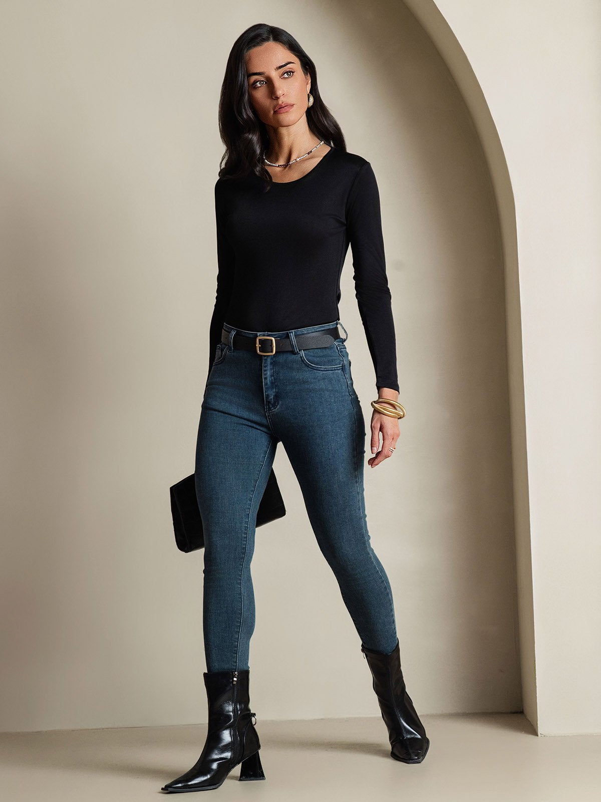 [Schwarz] SilkSilky-DE Seide Womens T-Shirt 007,