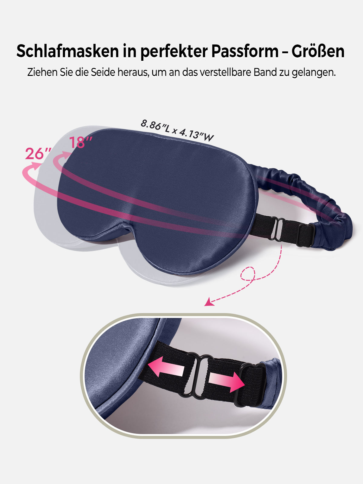 [Dunkelblau] SilkSilky-DE Reine Seide Eye Mask 004