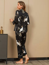 [Schwarz] SilkSilky-DE Reine Seide Womens Pajamas 002