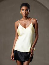 [Hellgelb] SilkSilky-DE Sleeveless V Neck Cami Top 001