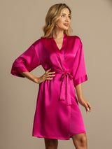 [Rosarot] SilkSilky-DE 3/4 Sleeve Damen Morgenmantel 003