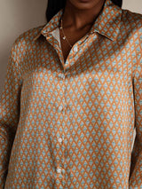 [Floral] SilkSilky-DE Long Sleeve Lapel Collar Damenhemd 008