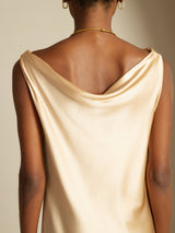 [Champagner] SilkSilky-DE Sleeveless Cowl Neck Kleider 004