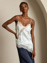 [Hellblau] SilkSilky-DE Spaghetti Strap V Neck Cami Top 007