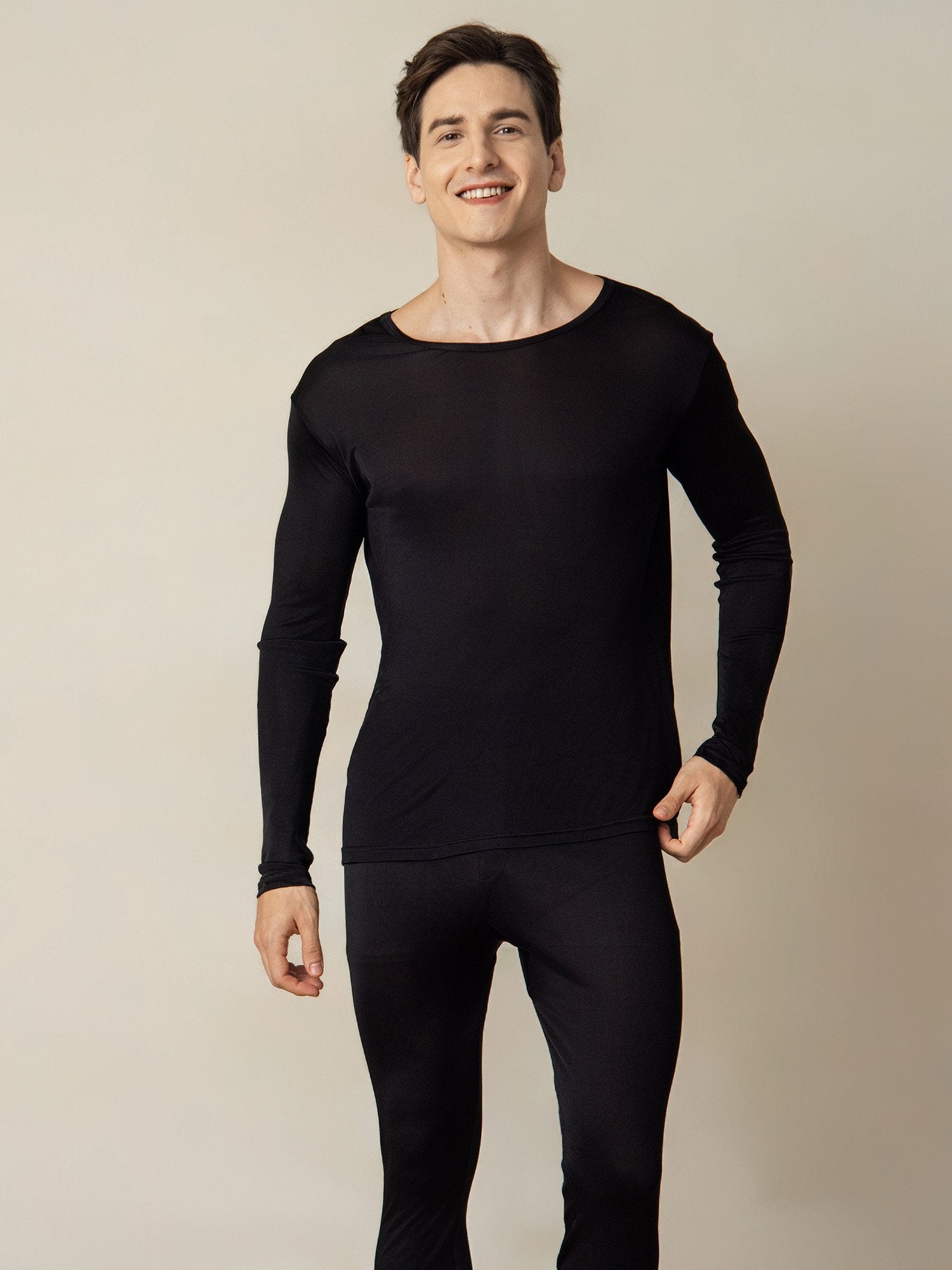 [Schwarz] SilkSilky-DE Seidenstrick Mens Pajamas 004