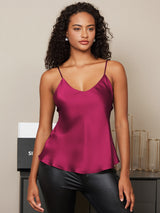 [Fuchsie] SilkSilky-DE Spaghetti Strap V Neck Cami Top 001