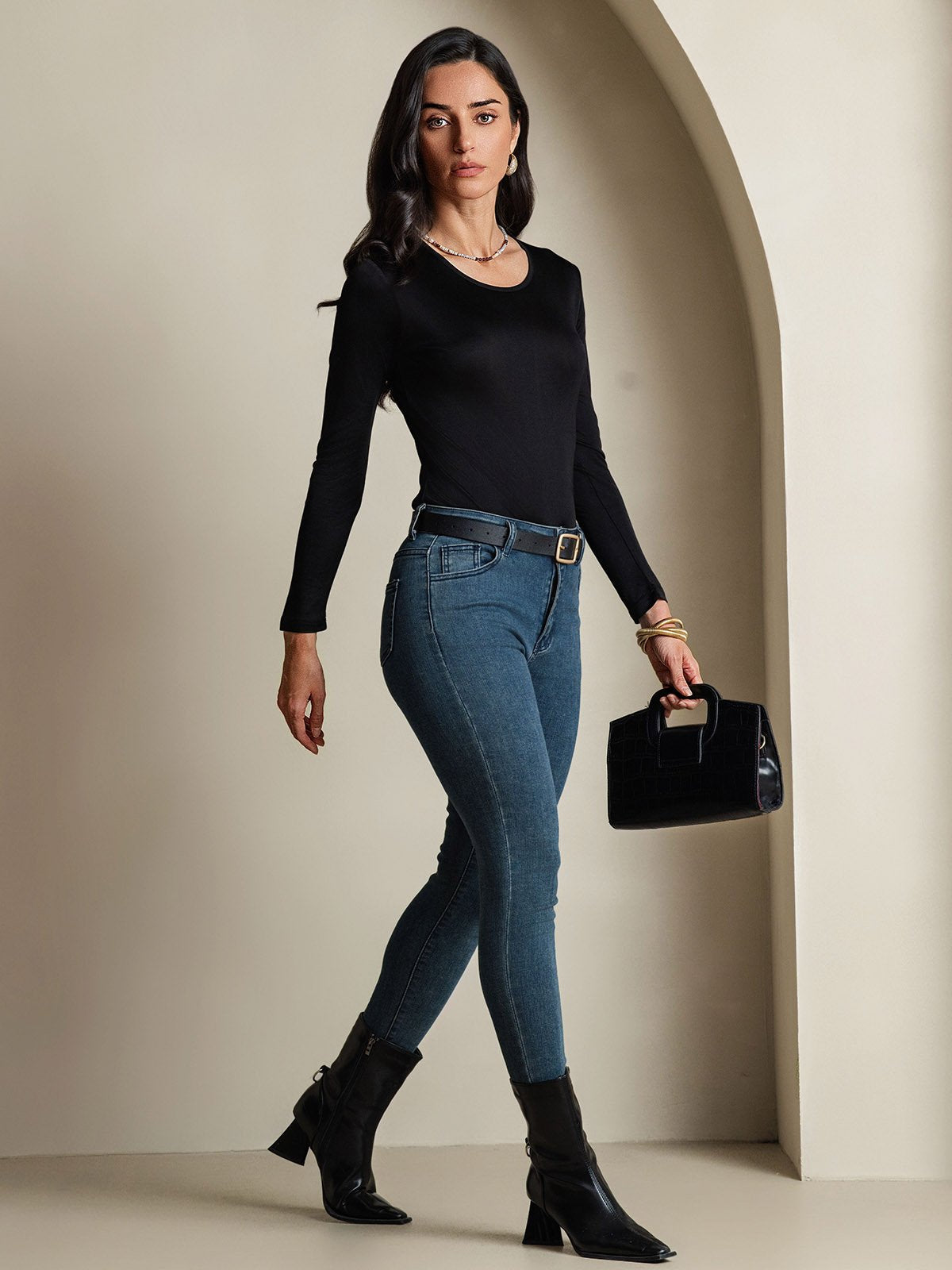 [Schwarz] SilkSilky-DE Seide Womens T-Shirt 008,