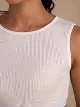 [Weiß] SilkSilky-DE Sleeveless Crew Neck Cami Top 005