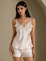 [Beige] SilkSilky-DE Sleeveless V Neck Camisole-Set 003
