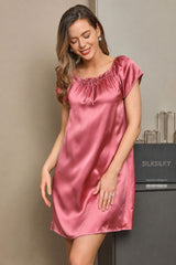 [Blasses Mauve] SilkSilky-DE Cap Sleeve Square Neck Nachthemden 005