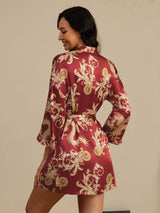[Weinroter Drache] SilkSilky-DE 3/4 Sleeve Damen Morgenmantel 002