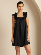 [Schwarz] SilkSilky-DE Sleeveless Square Neck Nachthemden 006