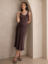 [Kaffee] SilkSilky-DE Sleeveless Kleider 006